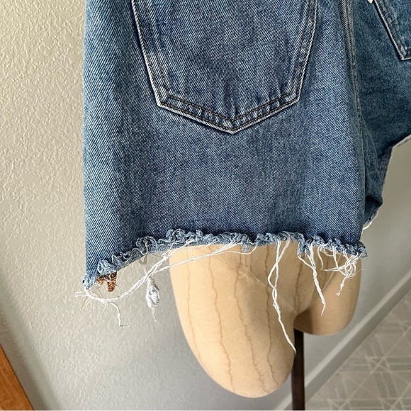 OFF-WHITE Main Label Blue Denim Shorts sz 28 Rose Stripe Virgil Abloh - Picture 4 of 16